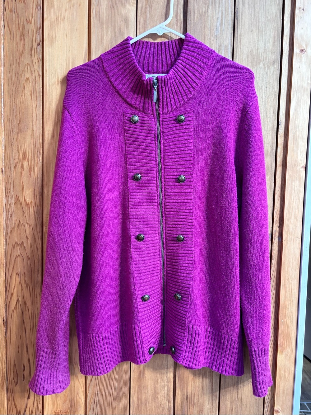 Northern Reflections Military Zip Cardigan Sweater Magenta Pink XL